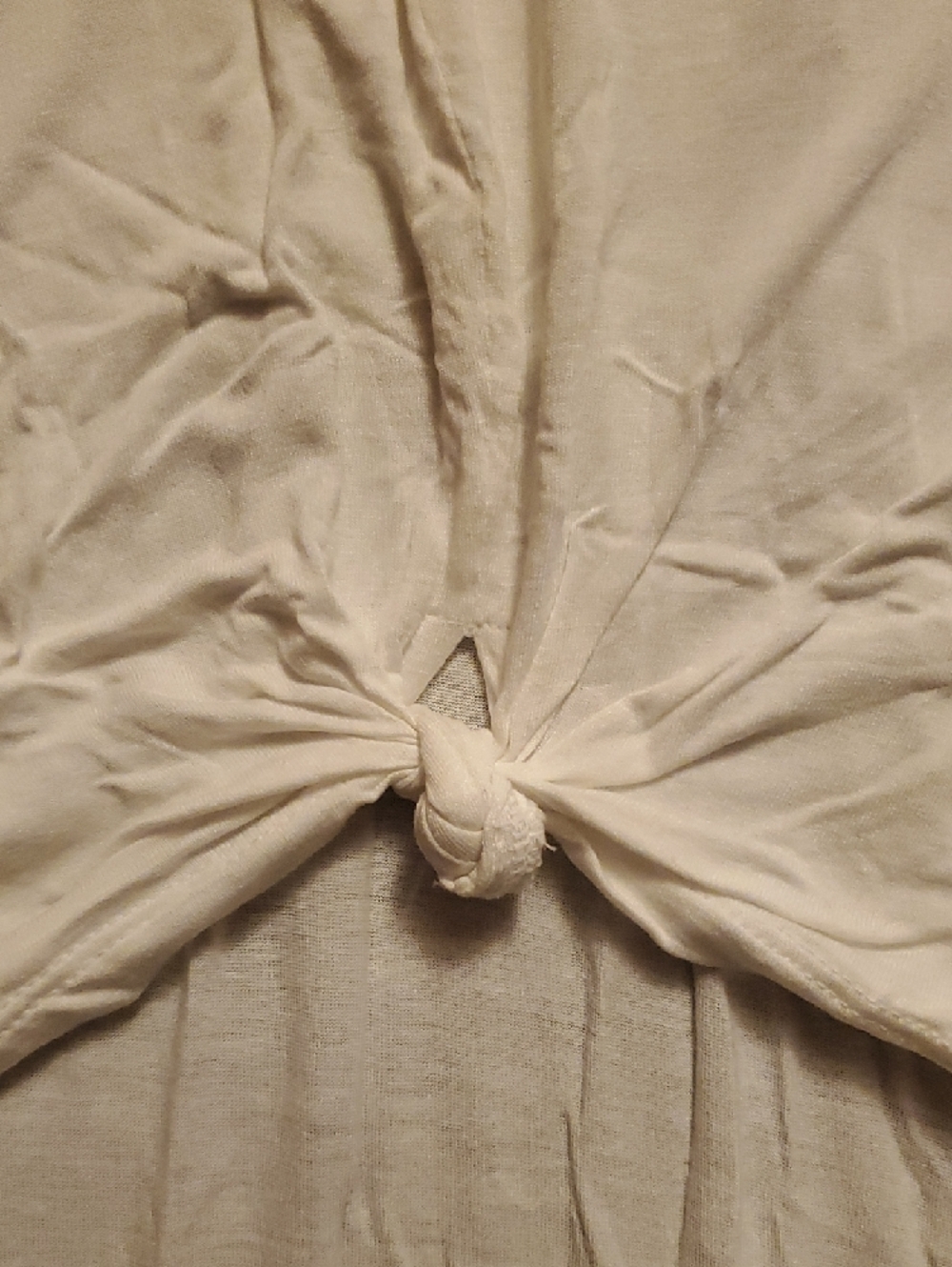 Light Cream Knot-Front High-Low Tunic Tee - Picture 3 of 4